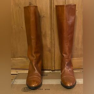Vintage Anne Klein Italian Made Russet Leather High Calf Womens Boots sz 9 M